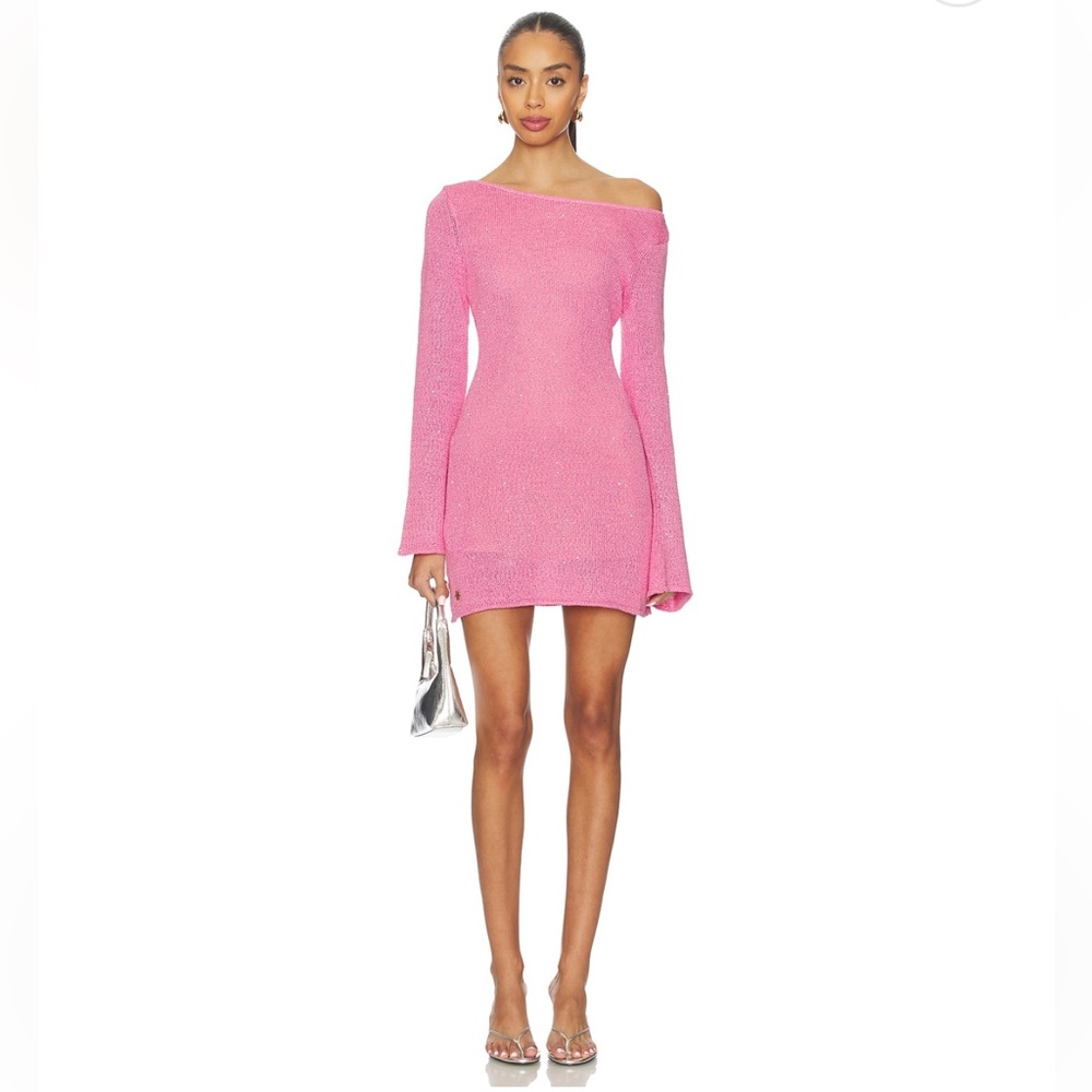 ASTR RESORT - Maya Sleeved Mini Dress in Azalea Sequin